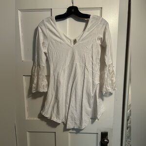 Chic White Lace Sleeve Women's Blouse